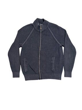 Tommy Bahama Men's Knit Cardigan Sweater full zip Blue Sz: M 100% cotton